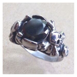 RARE Evil Pawn Jewelry Crystal Skull Ring in Obsidian